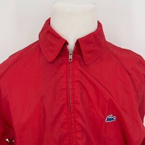 Vintage Izod Lacoste Red Nylon Windbreaker Jacket L Large Lightweight Outerwear